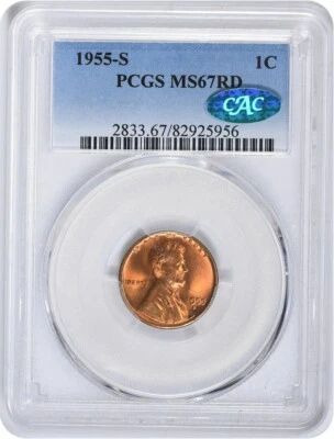 1955-S Lincoln Cent MS67RD PCGS (CAC) - Image 1 of 2