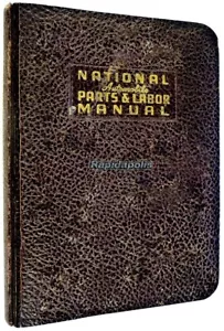 Manual de piezas y mano de obra National Automobile 1952 original en carpeta de cuero sintético - Imagen 1 de 9
