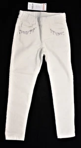 Gymboree Pants Girls Stretch Waist Skinny White Cord Embroidered Size 5 NEW - Picture 1 of 3