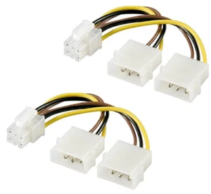 2 Stück PCI Express 6 Pin PCie Strom Adapter Kabel Grafikkarte 2x 5,25 Stecker - Bild 1 von 1