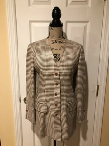 Valentino Miss V Women’s Silk Wool Blazer Suit Jacket Black White 40 / 6 - Picture 1 of 11