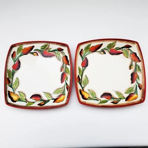 Set aus zwei quadratischen Paprika-Salattellern von Clay Art Santiago. KOSTENLOSER VERSAND - Bild 1 von 2