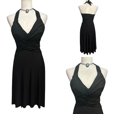 Vtg Y2K Babydoll Halter Dress Sz 1/2 Whimsigoth Fairy Grunge Ruched Empire Waist - Image 1 of 4