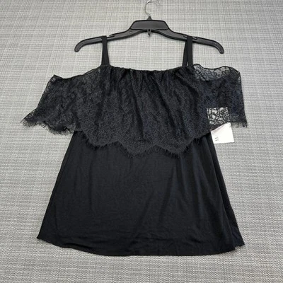Bailey 44 Top Negro con Encaje Hombro Descubierto Pequeño Romántico Gótico Fecha Noche EE. UU. Nuevo Foto 1 de 4