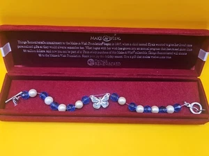 Vintage Butterfly Bracelet Silver Blue And White - Make A Wish Foundation - Picture 1 of 6