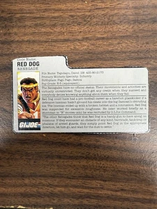 Vintage GI Joe Trading File Card 1987 Red Dog FC1 - Bild 1 von 2