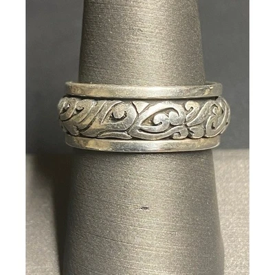 UNISEX 925 STERLING SILVER SPINNER BAND RING SIZE 8 SKY - Image 1 of 4