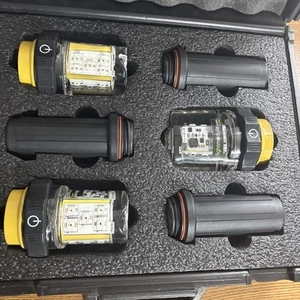 Battery Rechargeable Operated Flare Flash Light By Lightmodule 3 Units In A Case - Picture 1 of 10