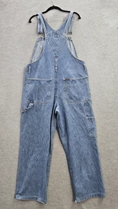VINTAGE Calvin Klein Jeans Women Overalls M Blue Denim Carpenter 27" Inseam Y2K - Picture 1 of 13