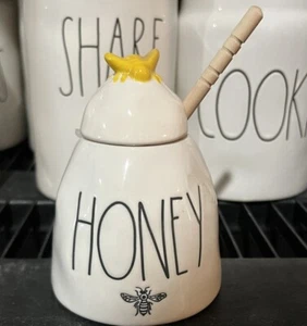 RAE DUNN ARTISAN COLLECTION by MAGENTA HONEY POT with WOODEN HONEY WAND - Picture 1 of 1