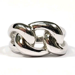Sterling Silver Chain Link Style Unique Ring Size 6 3/4 - Picture 1 of 5
