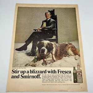 1969 Johnny Carson for Smirnoff Fresca Vintage Print Ad 13.5x10.5" St. Bernard - Picture 1 of 1