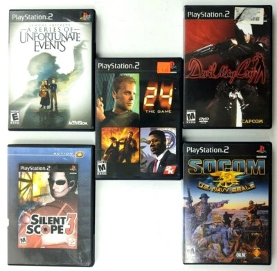 PS2 Game Lot of 5 All Tested  Most are CIB  Devil May Cry Unfortunate Events +++ - Image 1 of 4