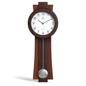 Modern Pendulum Wall Clock Battery Operated - Quartz Wood Pendulum Clock 