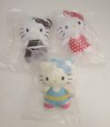 Sanrio Bullsitoy Helloy Kitty Fishnet Polka Dot Swim 4" Keychain Plush Set of 3