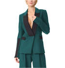 Casual Dark Green Ladies Suit Shawl Lapel Business Jacket With Vest And Pants