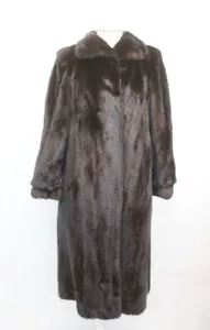 EXCELENTE CHAQUETA ABRIGO DE PIEL DE VISÓN RANCHO OSCURO CANADIENSE MUJER MUJER TALLA 4-6 PEQUEÑA - Imagen 1 de 3