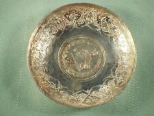 Vintage Solid Silver Ornate Small Tray Plate with Middle Eastern Coin Base