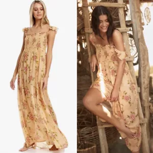 NWT Aqua Bendita Leandra Peach Maxi Beach Dress Medium - Picture 1 of 8