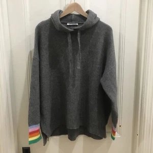 Betty Basics Brand Grey Alana Super Soft Knit Rainbow Oversized Hoodie Size L - Picture 1 of 5