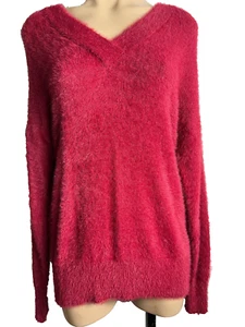 BNWT Womens Sz M Katies Long Sleeve V Neck Hairy Textured Jumper RRP $79.99 - Picture 1 of 2