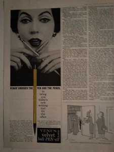 Vintage Venus Pens Pencil Woman Velvet Ball Point Pen Original Ad - Picture 1 of 1