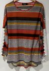 Ladies Ruiyize Xxl Sheen Stretch Striped Long Sleeved Casual Top