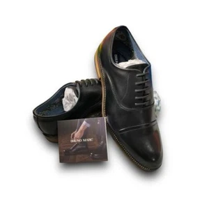 NIB Bruno Marc Louis 2 Black Oxford Dress Shoes Formal Cap Toe Classic Sz 6.5 - Picture 1 of 11