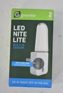 Greenlite LED Nitelite Light Lamp Dusk To Dawn Built In Sensor Device 2 Pack - Picture 1 of 7