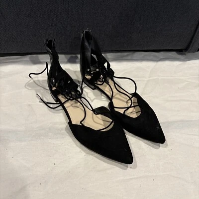 (1) Trendy Pair Of Black Suede Vintage Circus Flats Women’s Size 9 - Image 1 of 4
