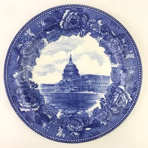 Vintage WEDGWOOD "The Capitol Washington, D.C." 1899 Blue Plate Hairline Crack - Picture 1 of 10