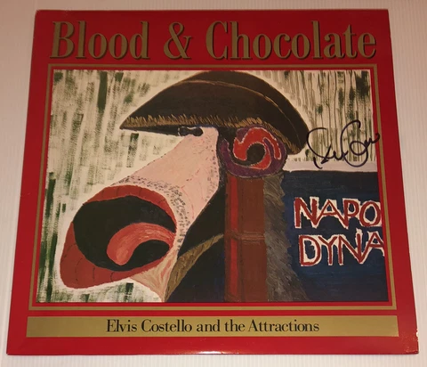 SIGNED ELVIS COSTELLO BLOOD & CHOCOLATE ALBUM VINYL RARE AUTHENTIC PROOF Cover