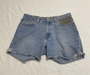 Polo Ralph Lauren Shorts Womens Size 31 Blue Denim CutOff Jeans Studded Saturday - Picture 1 of 11