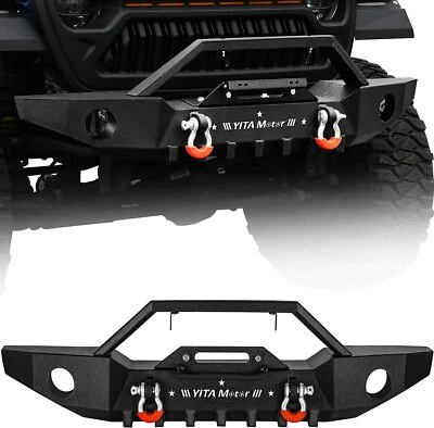 Front Bumper for 2007-2024 Jeep Wrangler JK JL Unlimited w/Fog Light Hole D-Ring - Image 1 of 4