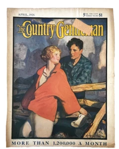 Country Gentleman - April 1926 - Cover Only - couple at wood fence, Barclay art - Imagen 1 de 1