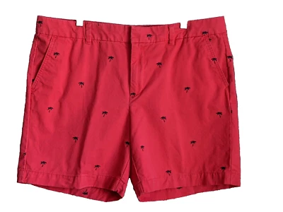 Pantalones Cortos Chinos Tommy Hilfiger Para Mujer 14 Coral Palmeras Tropical Costero Playa Foto 1 de 4