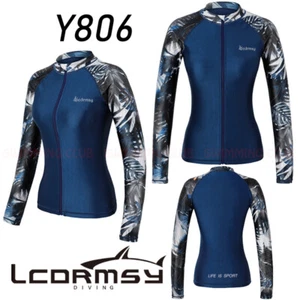 Y806 WOMEN'S RASH GUARDS BEACH LONG SLEEVE SURFING SWIM ZIPPER SHIRTS SWIMWEAR - Picture 1 of 2
