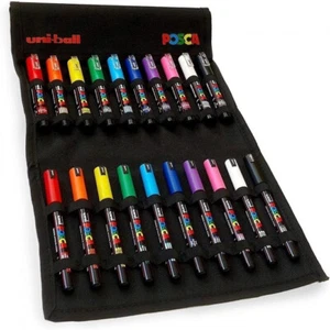 Paquete de bolígrafo marcador Uni Posca PC-1M y PC-1MR en billetera de lona (20) - conjunto de regalo de arte - Imagen 1 de 2