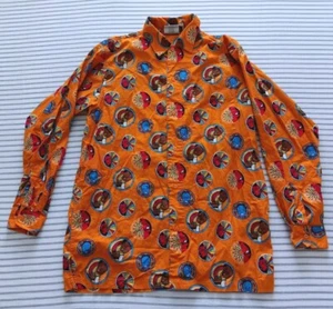 Vintage Platinum Fubu Fat Albert Shirt M Orange Multicolor Button Up Long Sleeve - Picture 1 of 9
