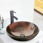 36in Black Bathroom Vanity Mirror Side Cabinet Vessel Glass/Ceramic Sink Faucet