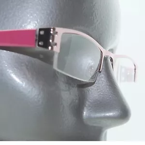 Occhiali da lettura stile città rosa su rosa metallo lucido montatura superiore dritta +2,50 - Foto 1 di 4