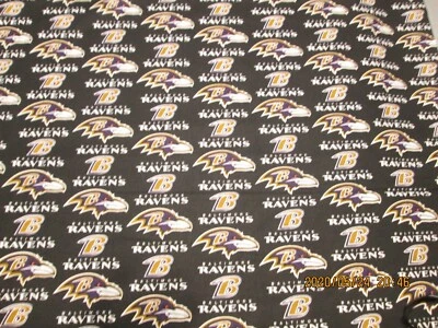 BALTIMORE RAVENS NFL DESIGN 100% COTTON 1 YARD PIECE BRAND NEW BLACK - Image 1 of 4