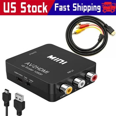 HDMI To RCA AV Adapter Converter Cable CVBS 3RCA 1080P Composite Video Audio - Image 1 of 4