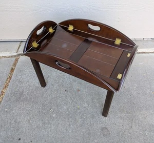 Vintage Bombay Company Butler Tray Tea Table w Fold Up Side Handles - Picture 1 of 24
