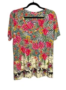 Johnny Was Romantic Favorite Floral Western Equestrian Tee T-Shirt M - Picture 1 of 5