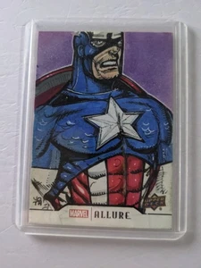 2021 Upper Deck Marvel Allure Captain America 1/1 Sketch By Voth - Picture 1 of 2