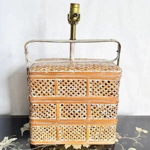 Vintage Asian Woven Basket Basket Table Lamp - Picture 1 of 9