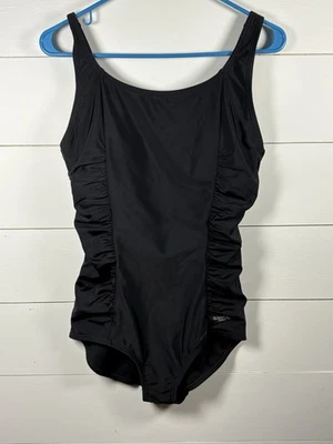 Speedo One Piece Swimsuit Ruched Sides Black Womens Size L - Image 1 of 4