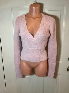 NO COMMENT NY*LA, Sz XL, Pink, Poly/Acrylic, Fuzzy, Front Crisscross Sweater NEW - Picture 1 of 11
