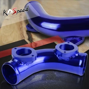 Blue 2.5" Anodized 70-Degree Turbo BOV Dual Flange Pipe Adapter Type-S/RS/RZ - Picture 1 of 5